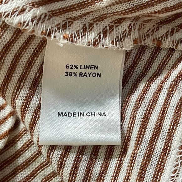 Evereve | Brown and Cream Striped Sleeveless Tie-Front Top | Small - Picture 10 of 10